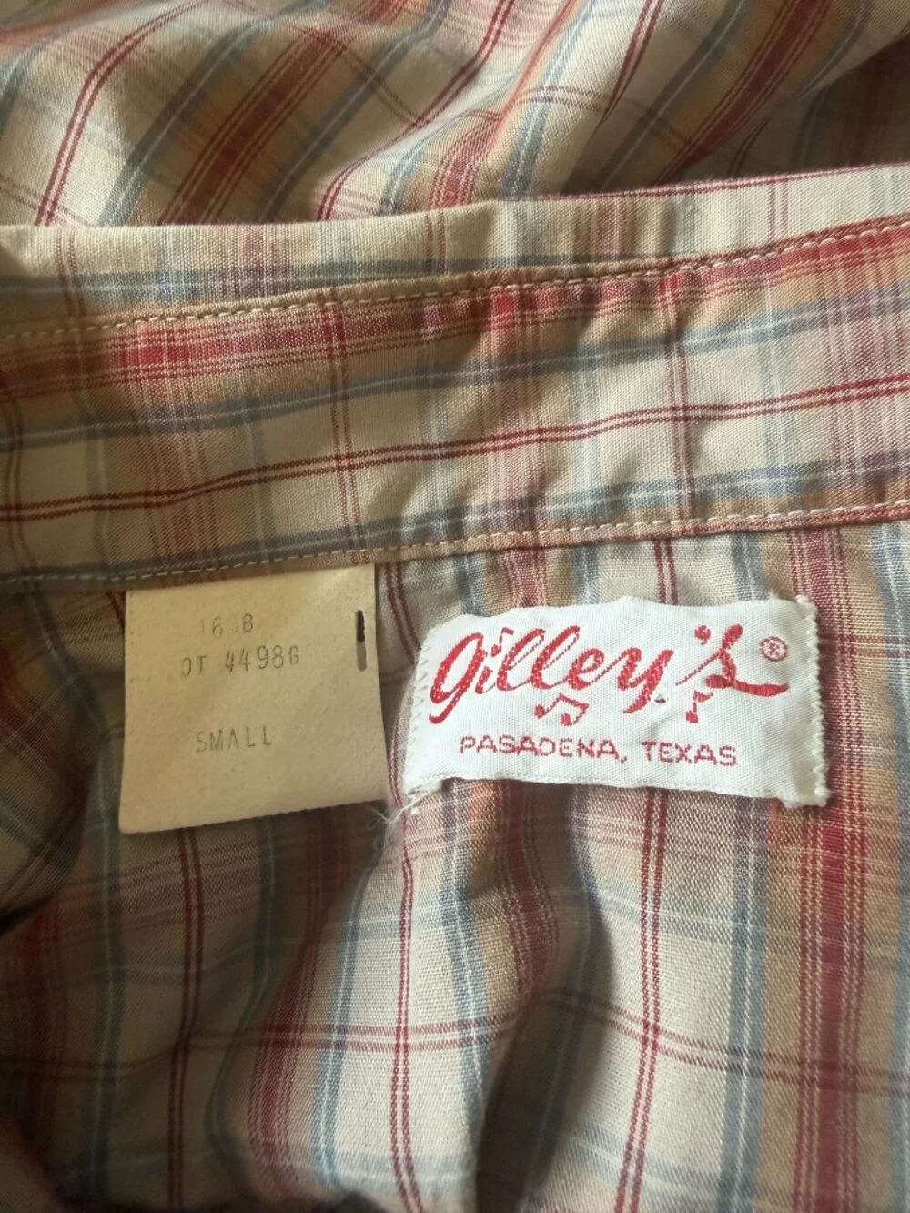 Gilley's vintage plaid western shirt, pearl snap, long sleeve, collared, small - Picture 3 of 6